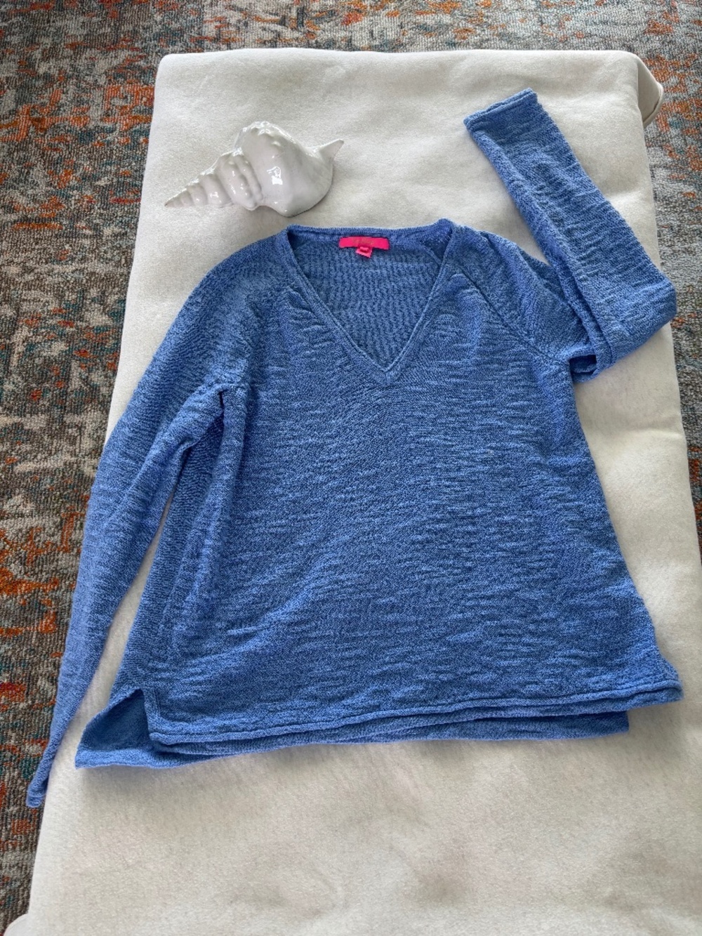 Lilly Pulitzer Blue V-Neck Lightweight Sweater